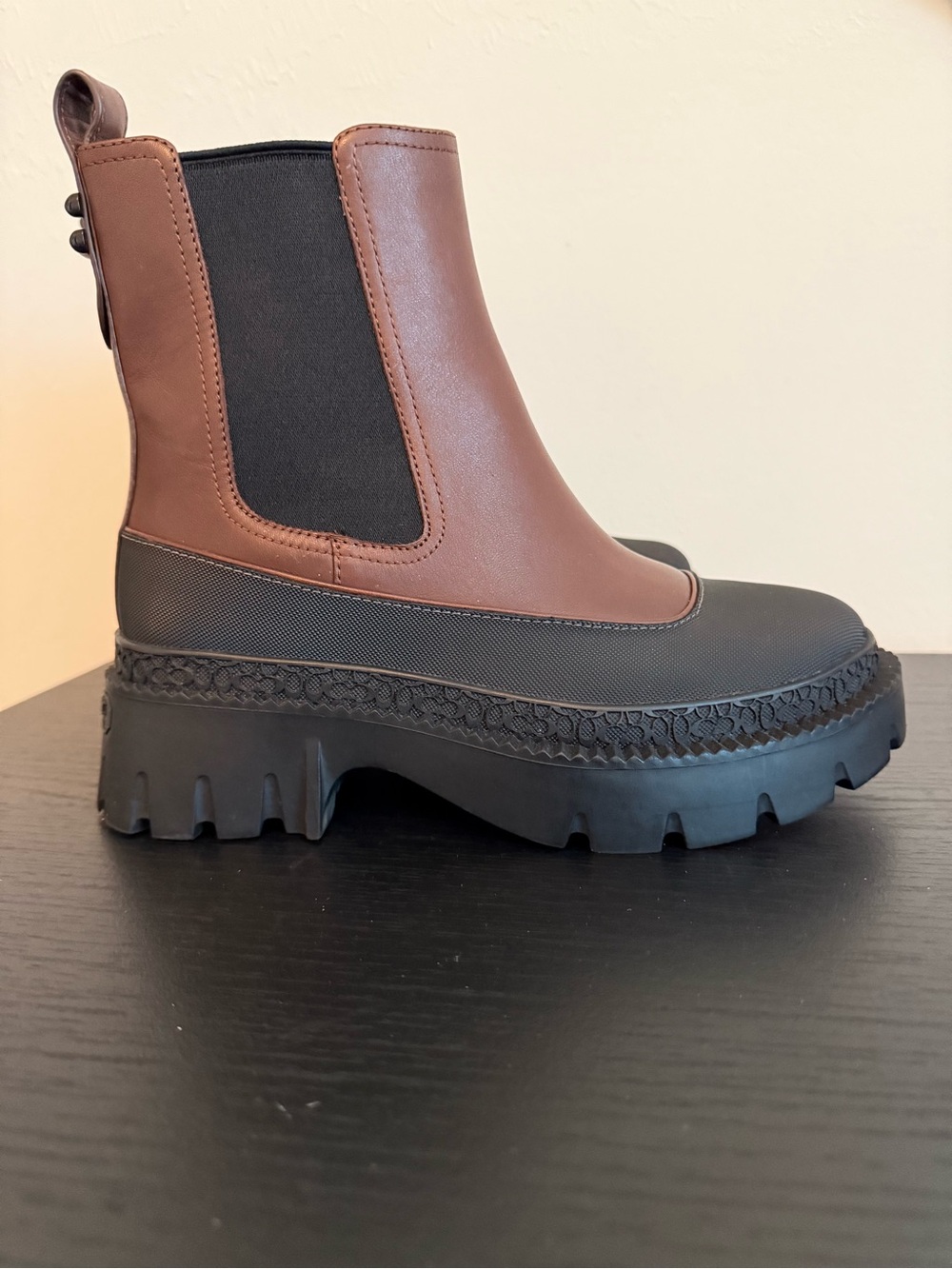 Coach Brown and Black Lug Chelsea Bootie